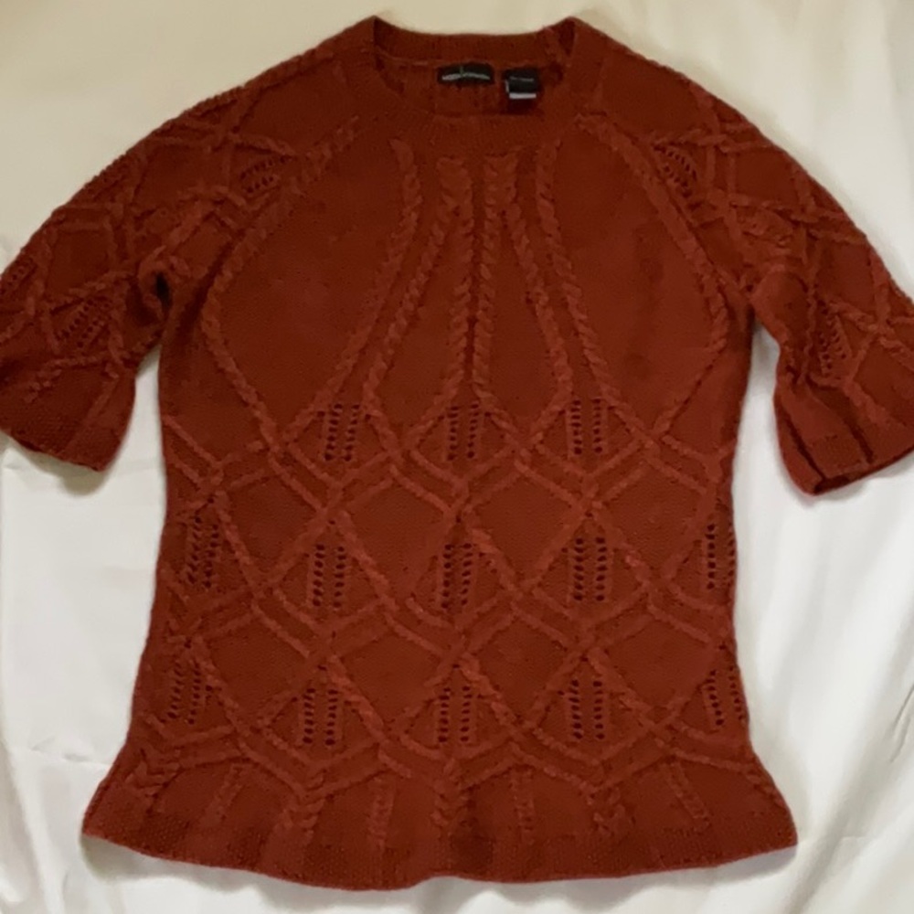 Moda International; Rust Cable Knit Women's Sweater wool blend - Picture 5 of 9